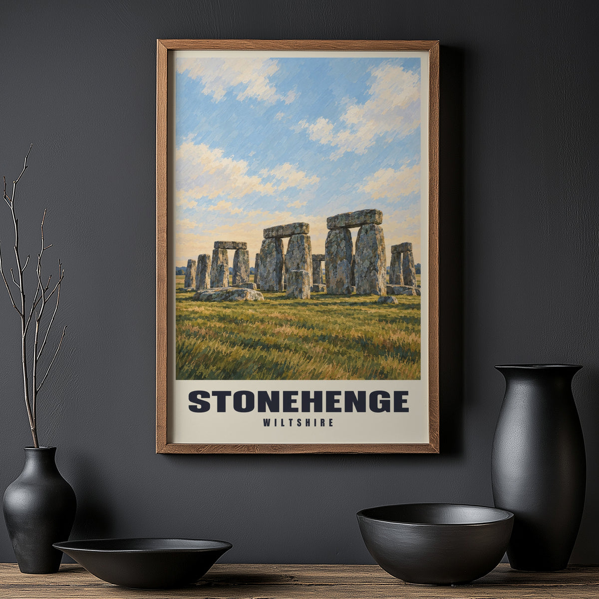 Vintage Stonehenge Poster, Wiltshire Wall Art, England Print
