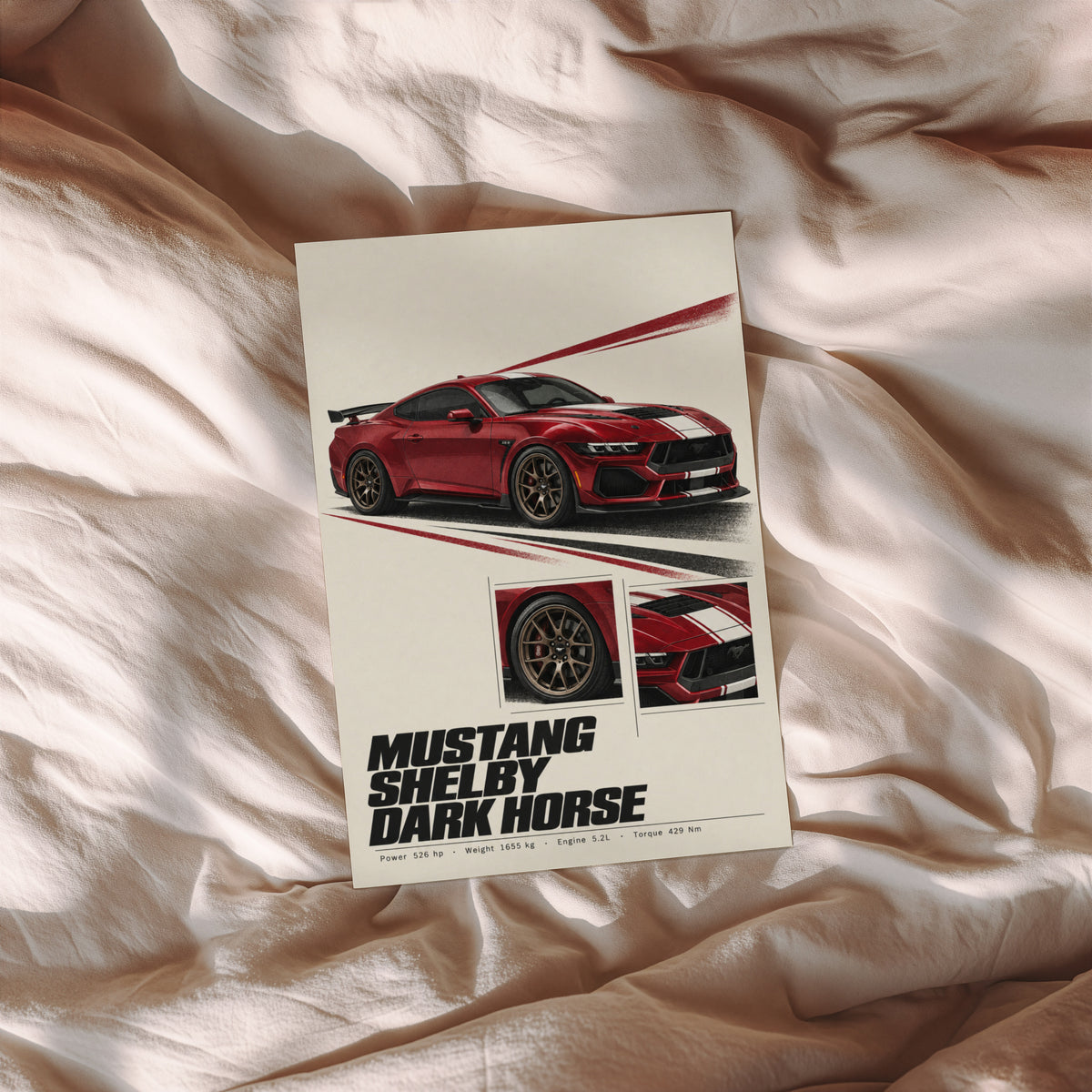 Vintage Mustang Shelby Dark Horse Print, Car Art
