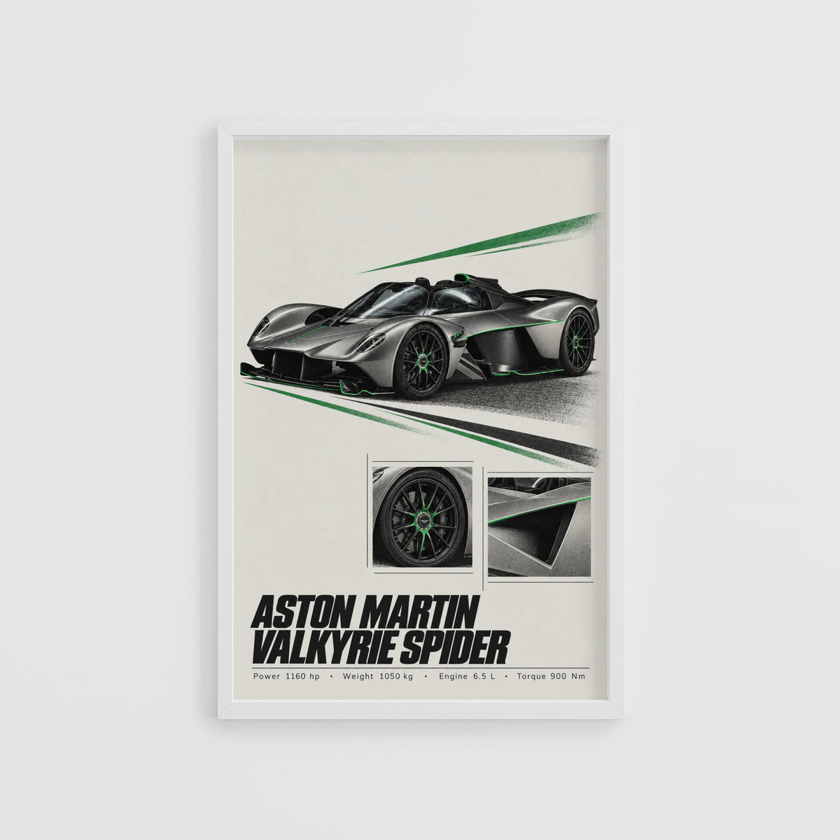 Vintage Aston Martin Valkyrie Spider Print, Hypercar
