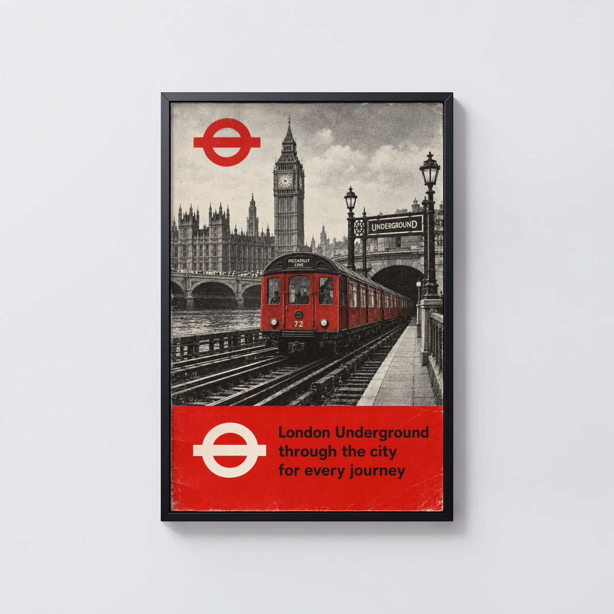 Vintage London Underground Print Poster, Big Ben Art
