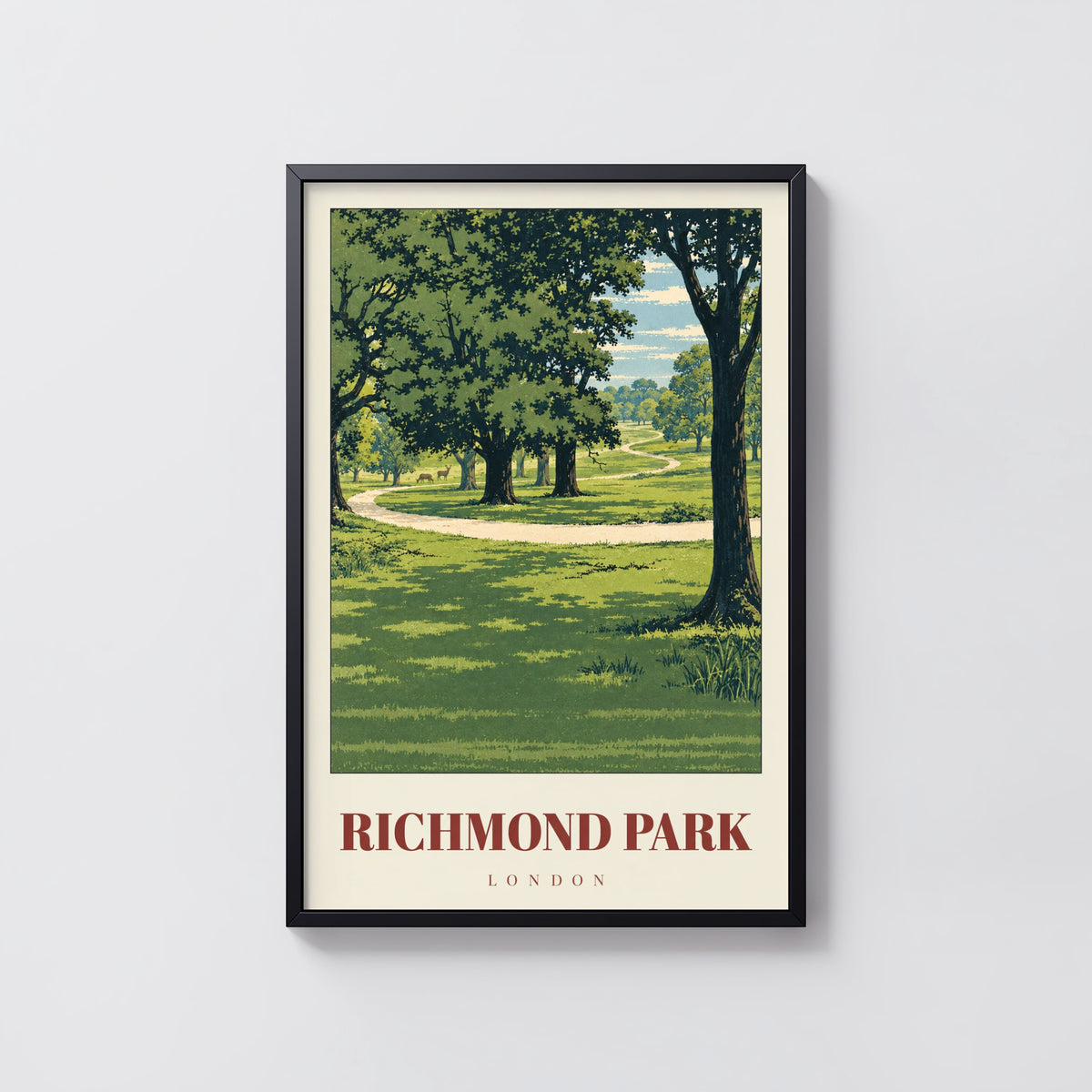 Vintage Richmond Park Poster, London Wall Art Print