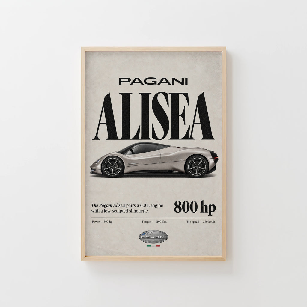 Vintage Pagani Alisea Print, Car Poster, Supercar Wall Art