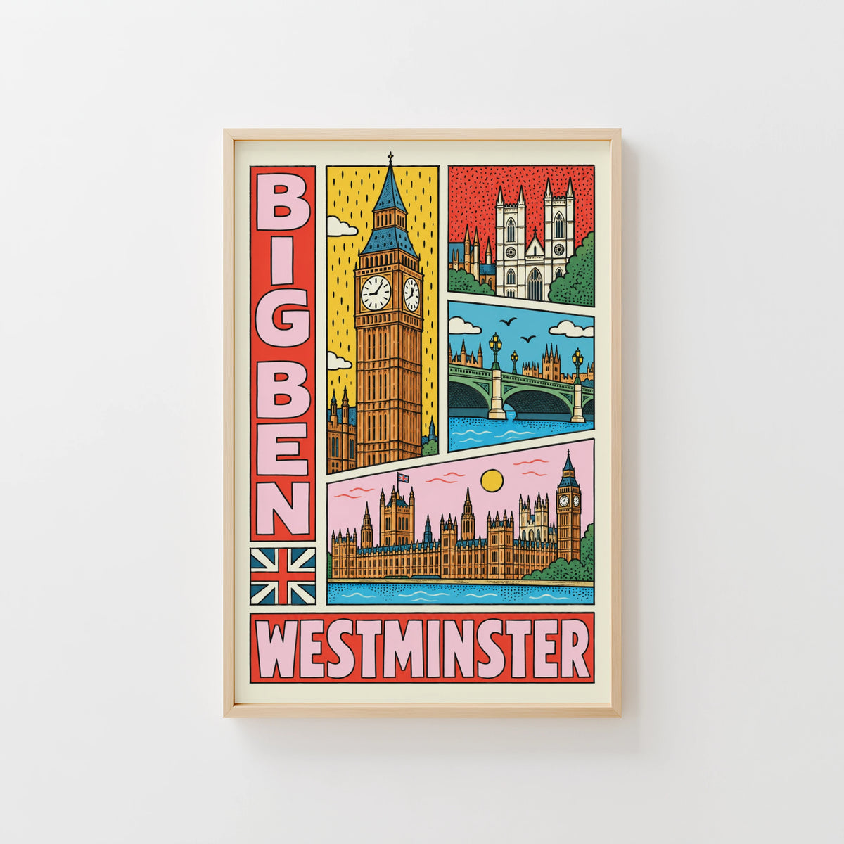 Vintage Big Ben Westminster Poster, London Wall Art Print