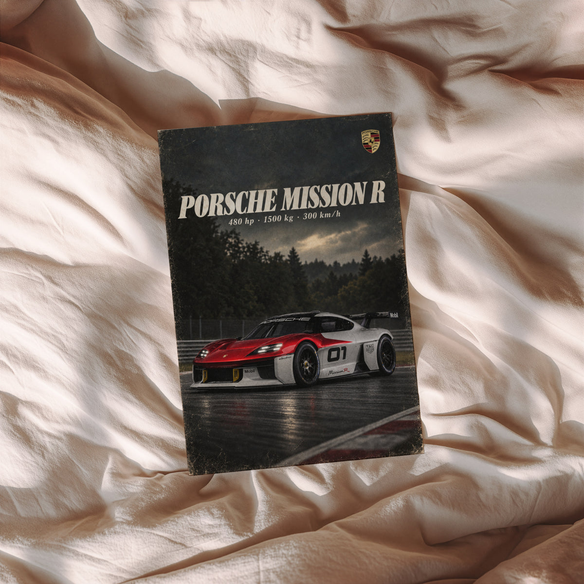 Vintage Porsche Mission R Print, Racing Car Art