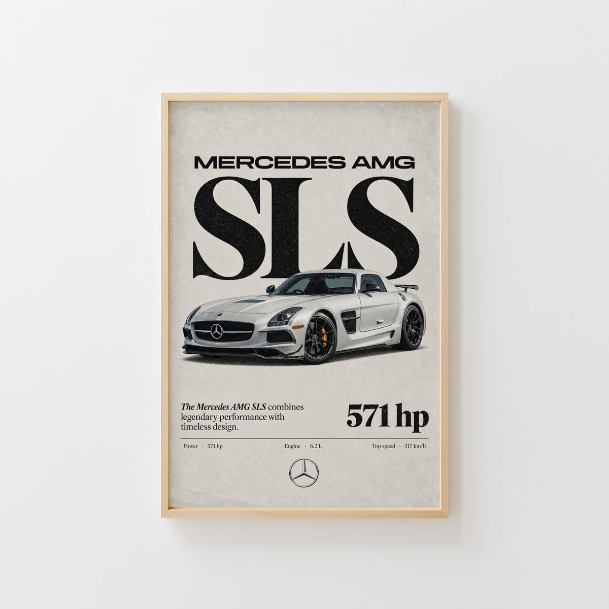 Vintage Mercedes AMG SLS Print, Car Poster, Wall Art