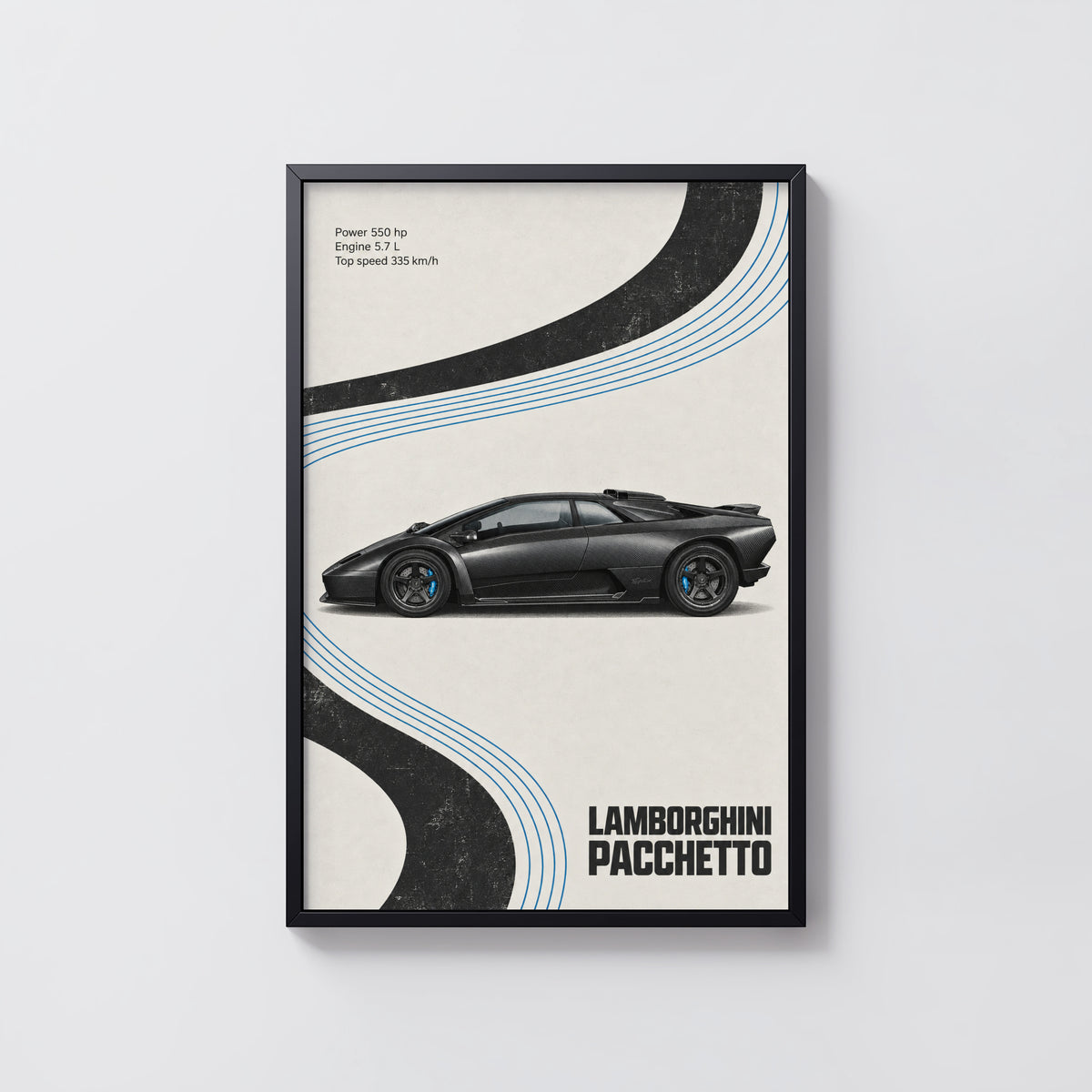 Vintage Lamborghini Pacchetto Print, Supercar Wall