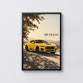 Vintage Ford Mustang Print, Yellow Car Wall Art