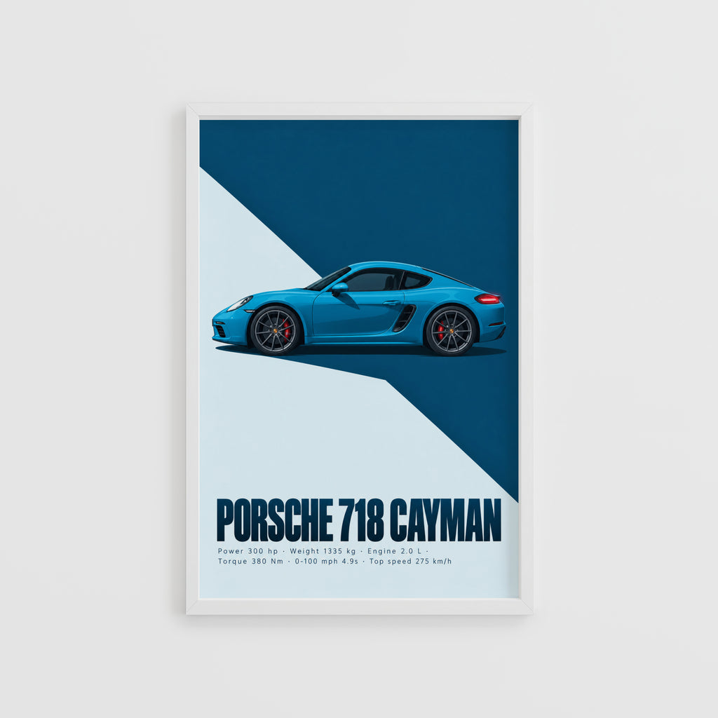 Vintage Porsche 718 Cayman Print, Sports Car Art