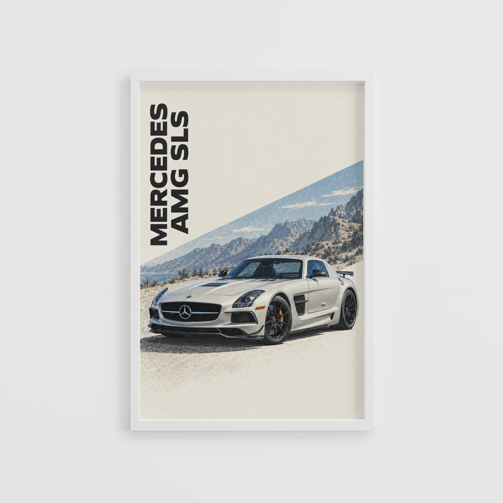Vintage Mercedes AMG SLS Print, Car Poster, Wall Art