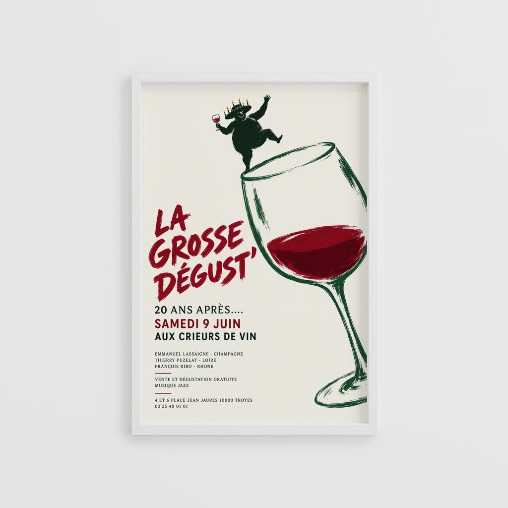 Vintage Wine Print Poster, French Wine Tasting Wall Art