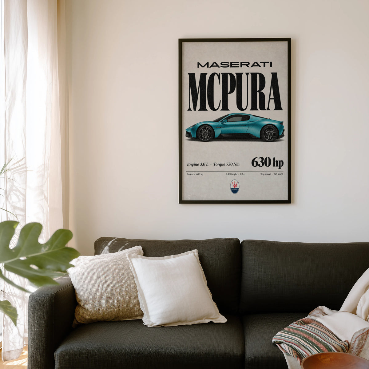Vintage Maserati MCPura Print, Car Wall Art