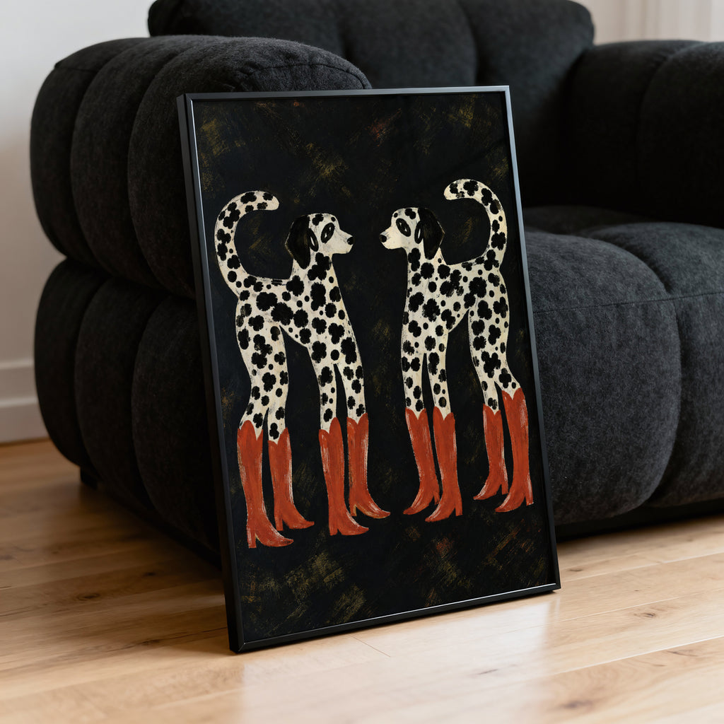Vintage Dalmatian Print and Poster, Cowboy Boots Art