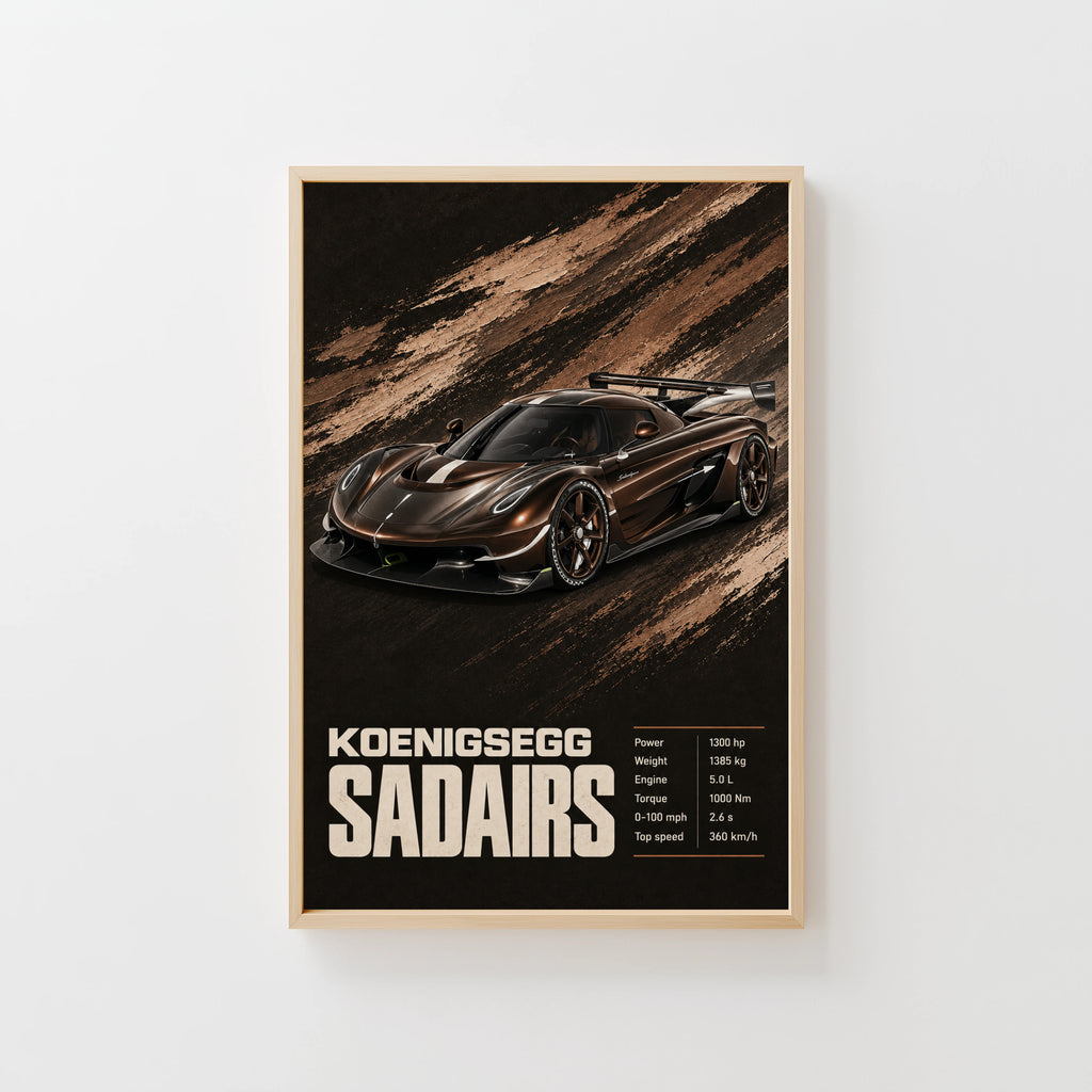 Vintage Koenigsegg Sadairs Print, Hypercar Wall Art