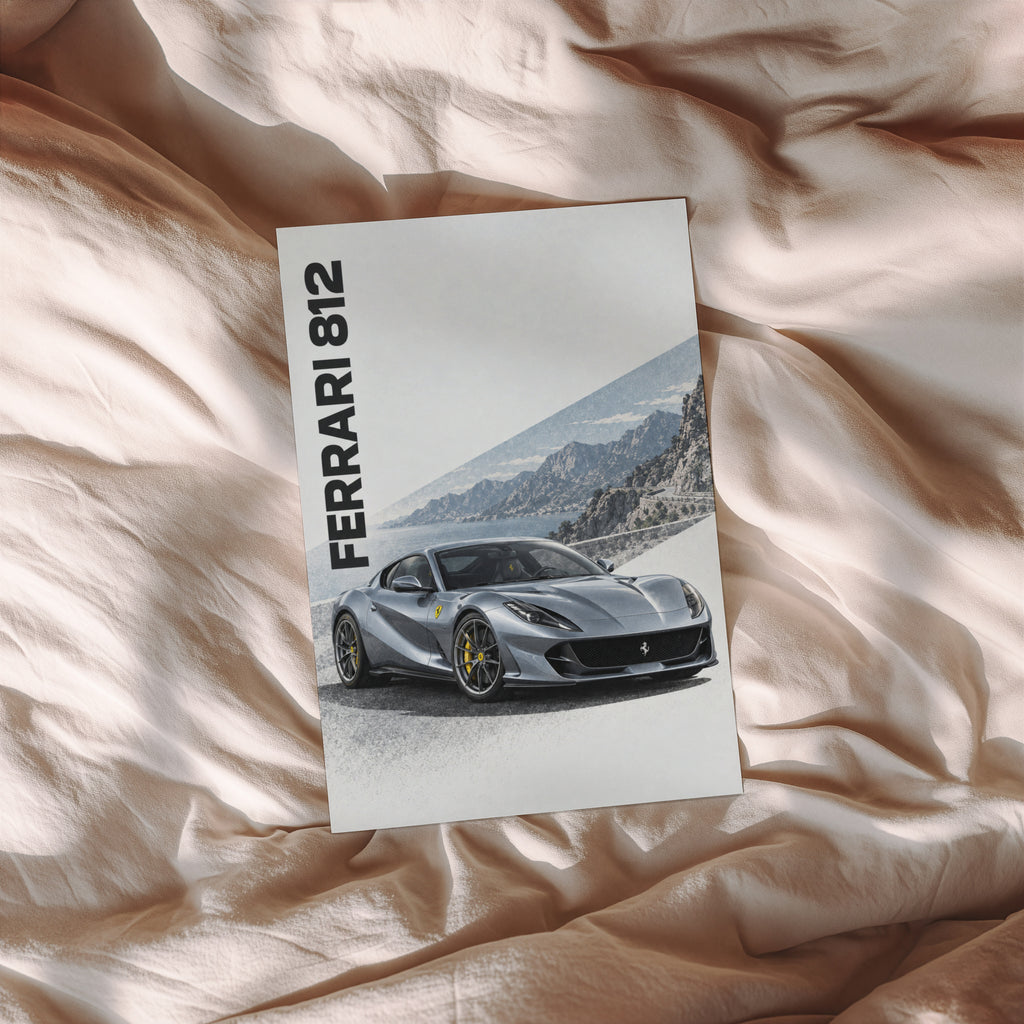 Vintage Ferrari 812 Print, Supercar Wall Art