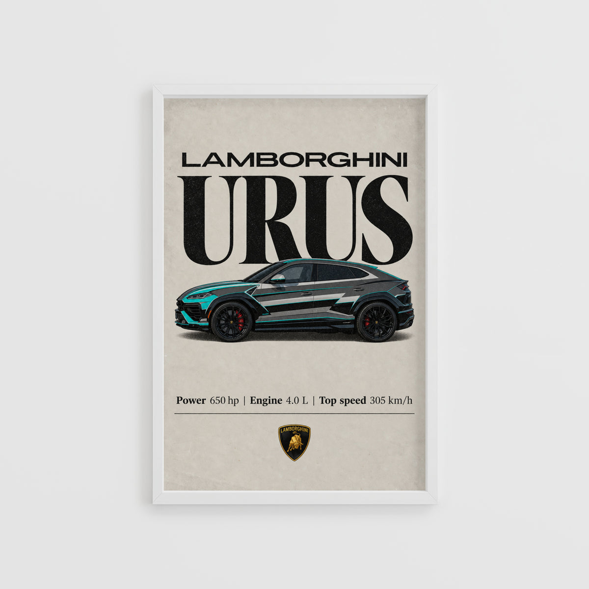 Vintage Lamborghini Urus Print, Supercar Wall Art