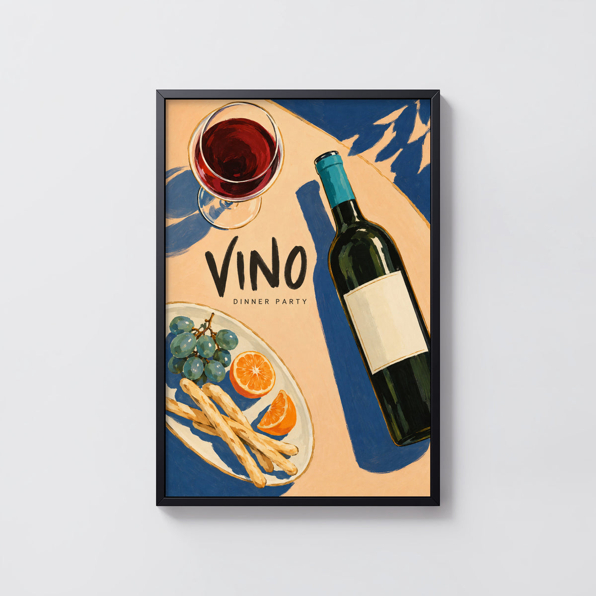 Vintage Wine Print Poster, Kitchen Wall Art, Vino