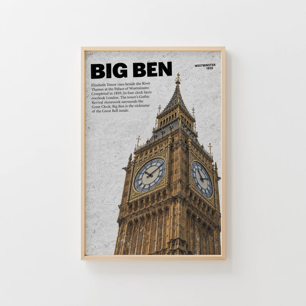 Vintage Big Ben London Poster, Westminster Wall Art Print