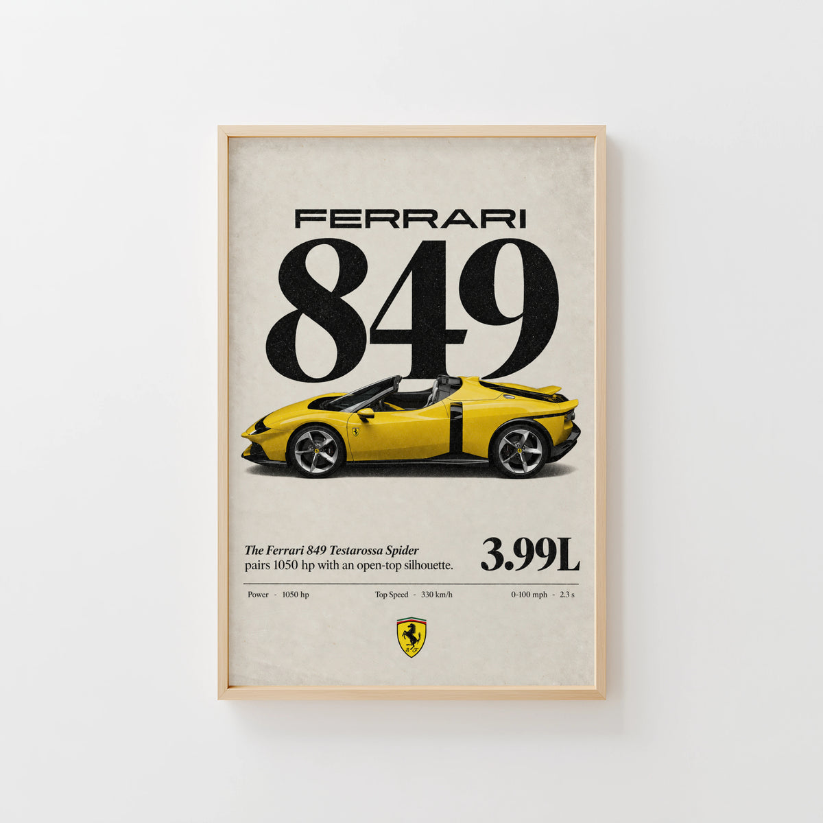 Vintage Ferrari 849 Spider Print, Car Wall Art