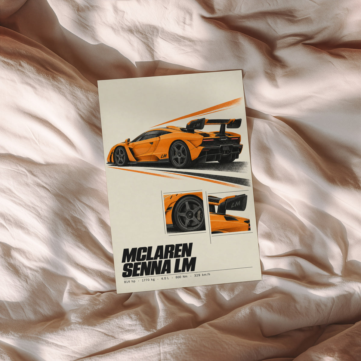 Vintage McLaren Senna LM Print, Supercar Wall Art