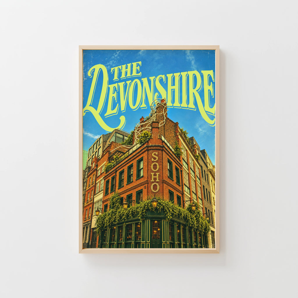 Vintage Soho London Poster, Devonshire Pub Wall Art Print