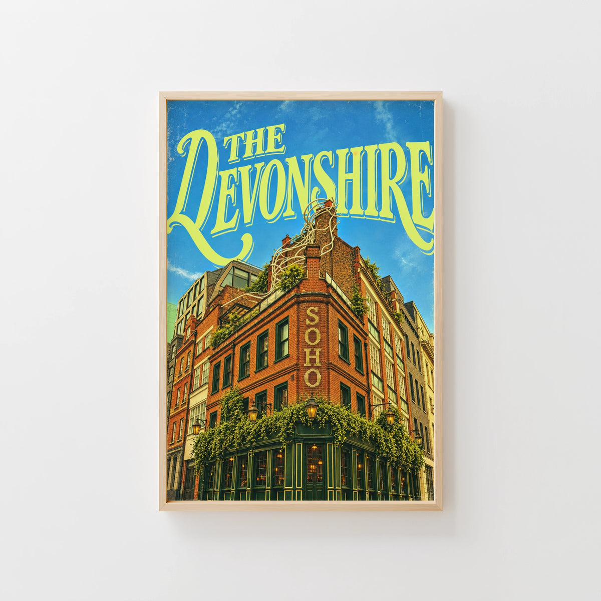 Vintage Soho London Poster, Devonshire Pub Wall Art Print