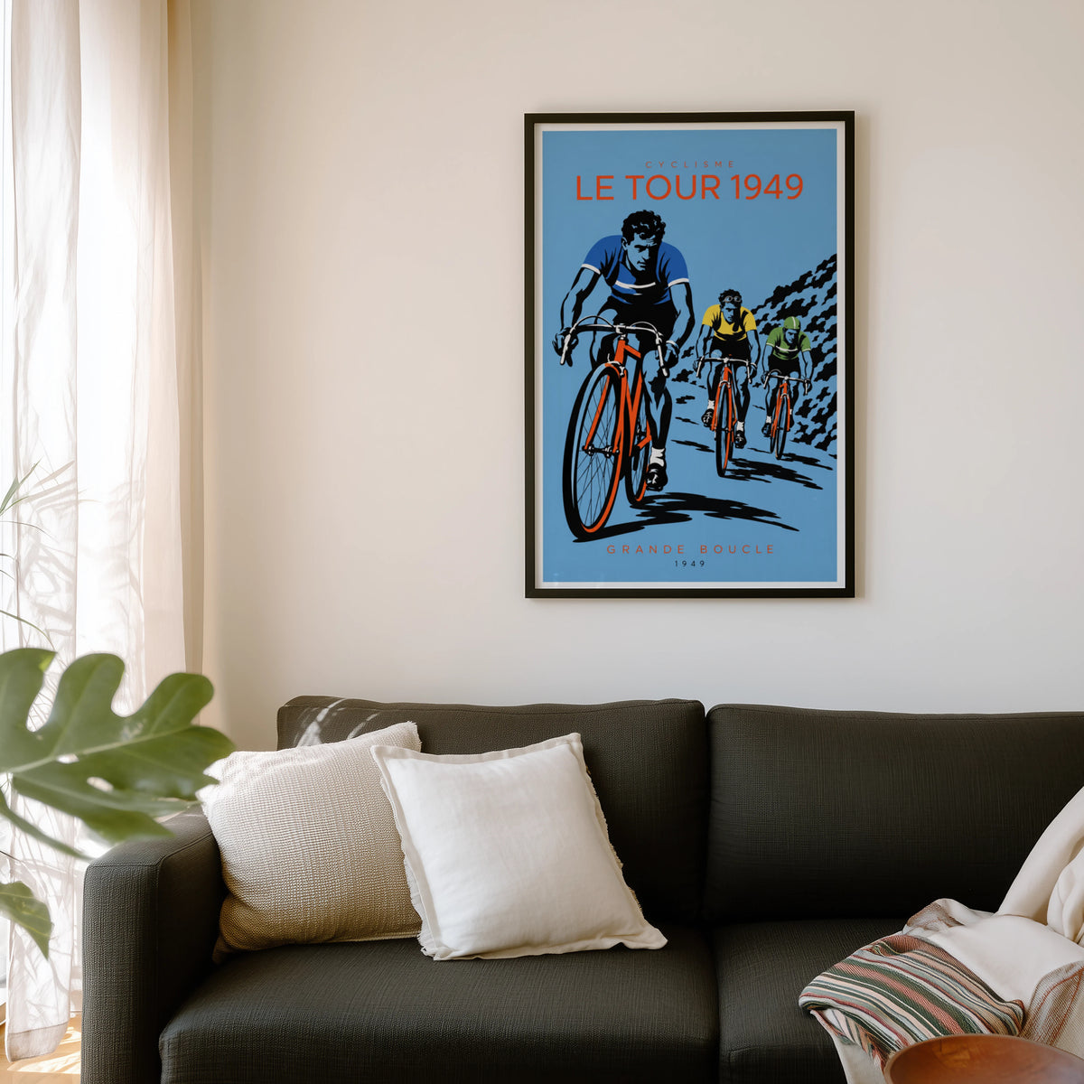Vintage Tour de France Poster, Cyclists Wall Art, Bike Print