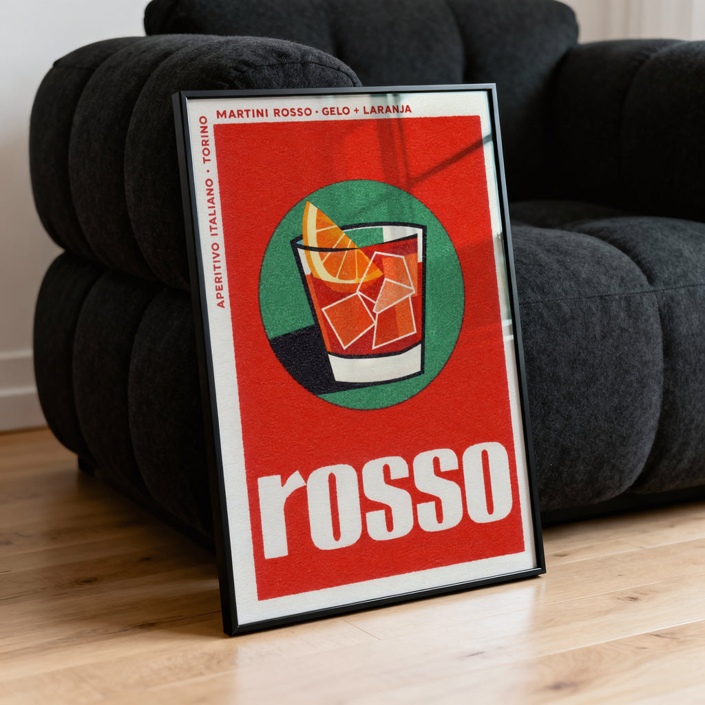 Vintage Martini Rosso Print Poster, Cocktail Wall Art