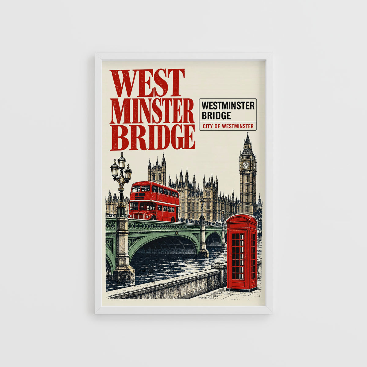 Vintage Westminster Bridge Poster, London Wall Art Print
