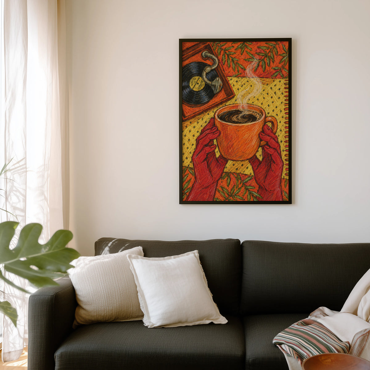 Vintage Coffee Print, Retro Kitchen Poster, Vinyl Art