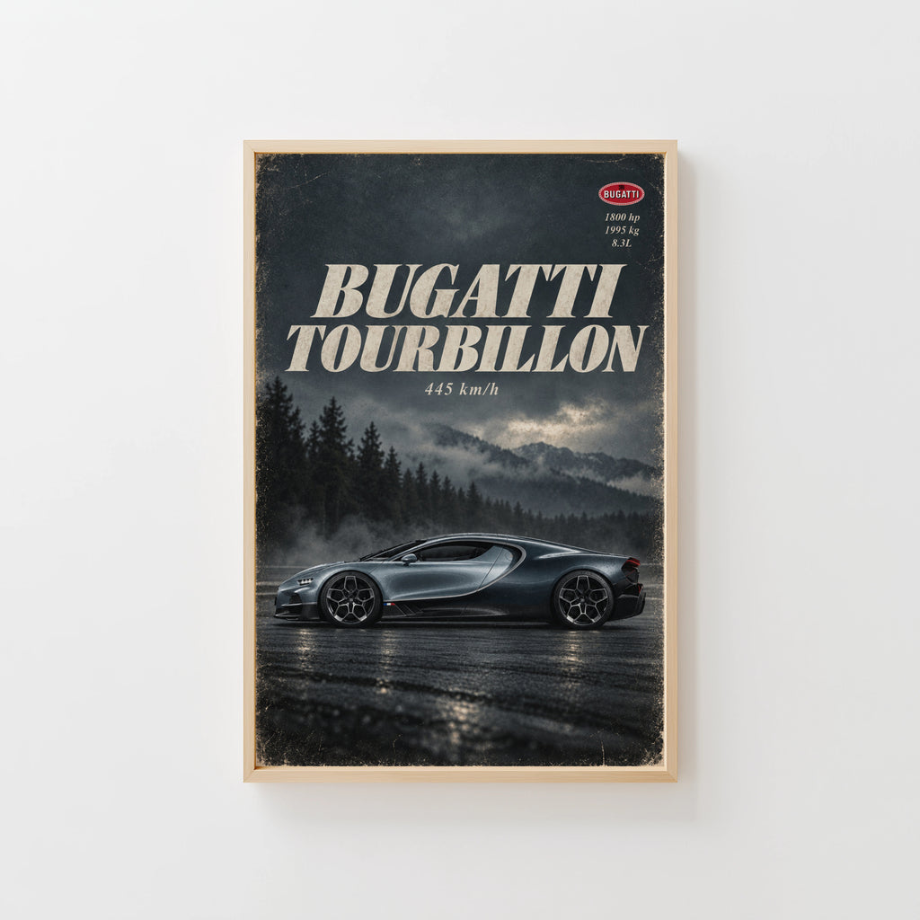 Vintage Bugatti Tourbillon Print, Supercar Wall Art