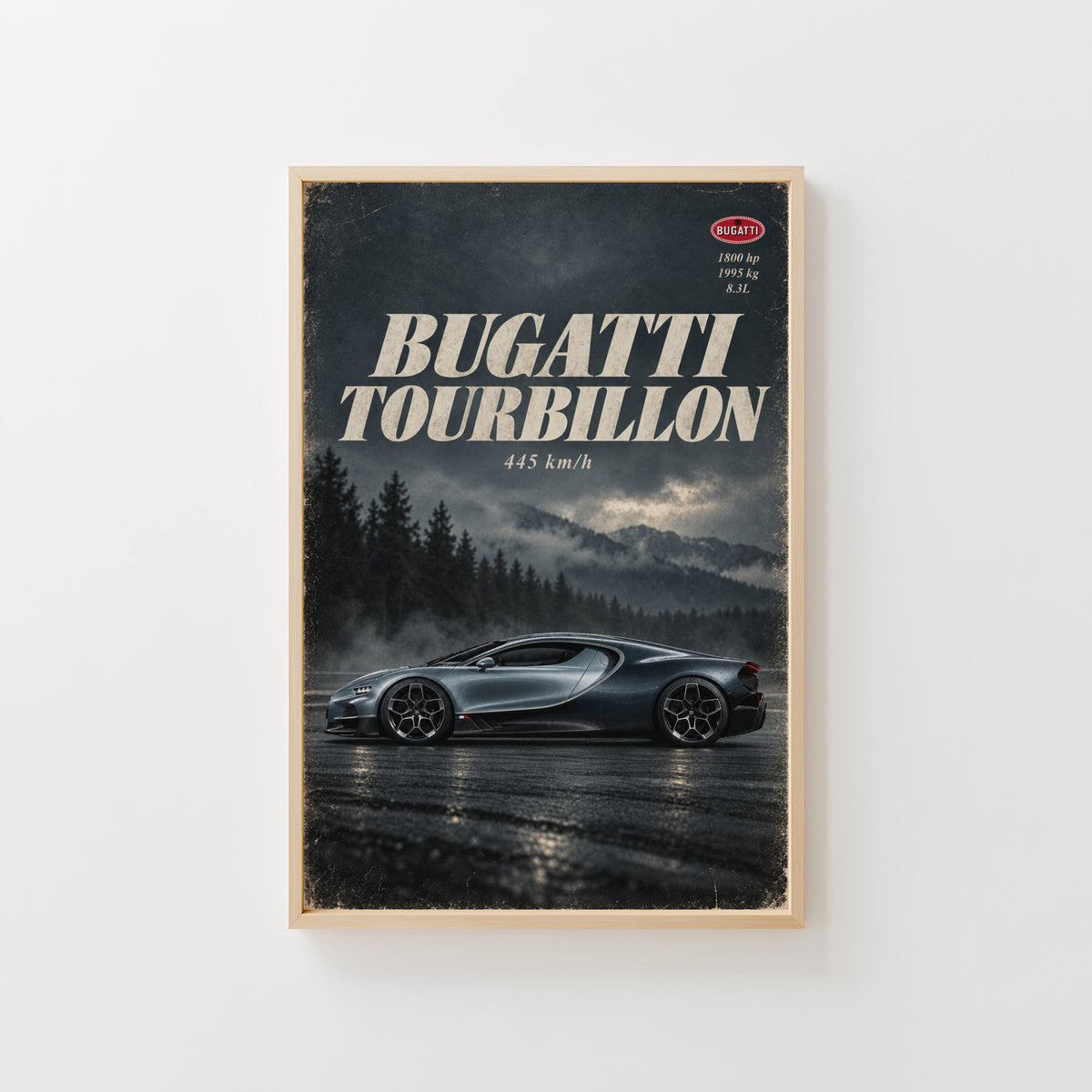 Vintage Bugatti Tourbillon Print, Supercar Wall Art