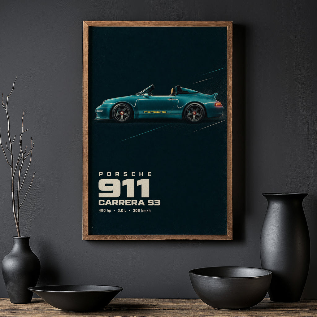Vintage Porsche 911 Print, Car Wall Art