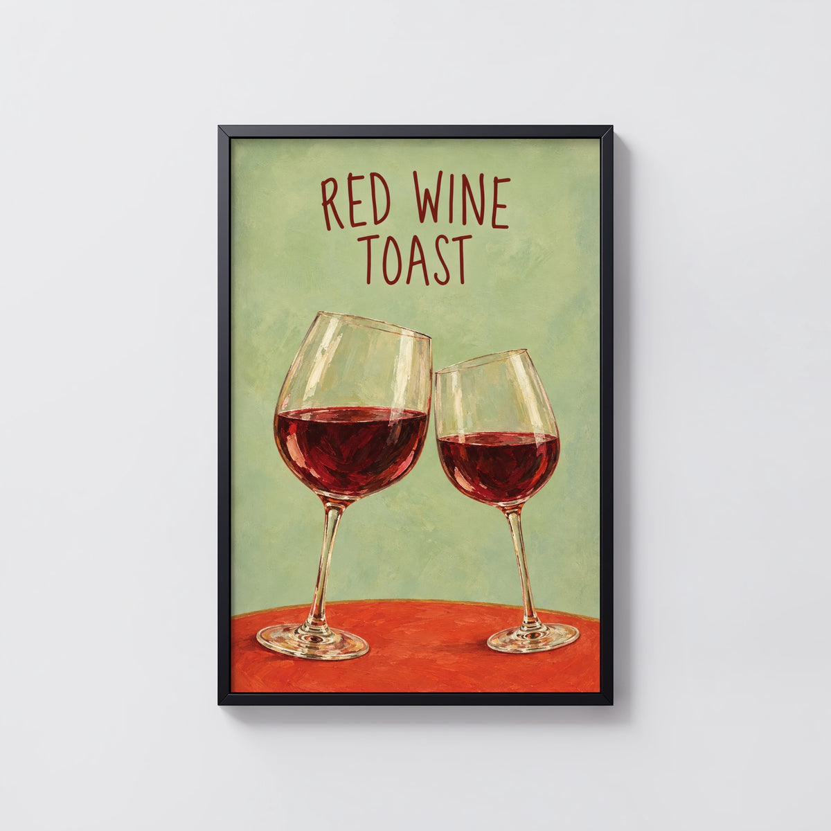 Vintage Red Wine Toast Print Poster, Wine Wall Art