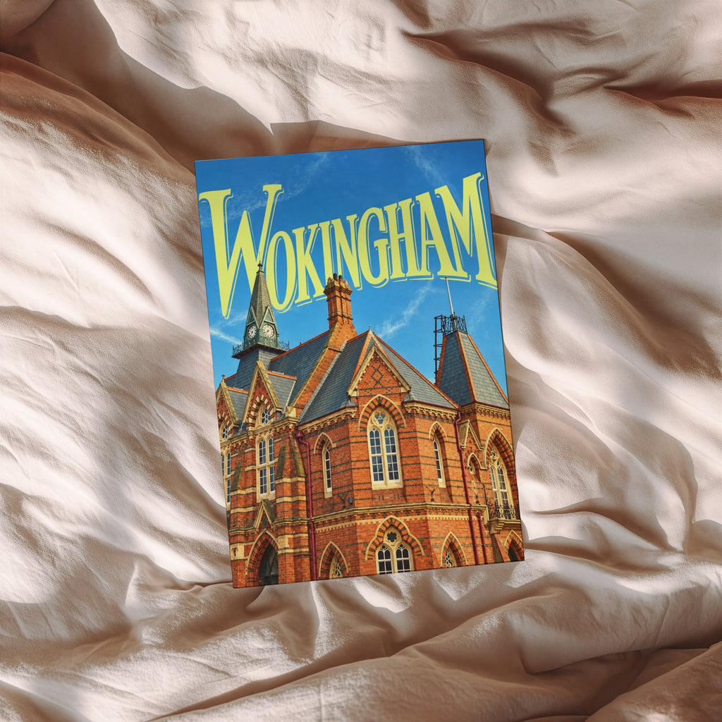 Vintage Wokingham Poster, Town Hall Wall Art, England Print