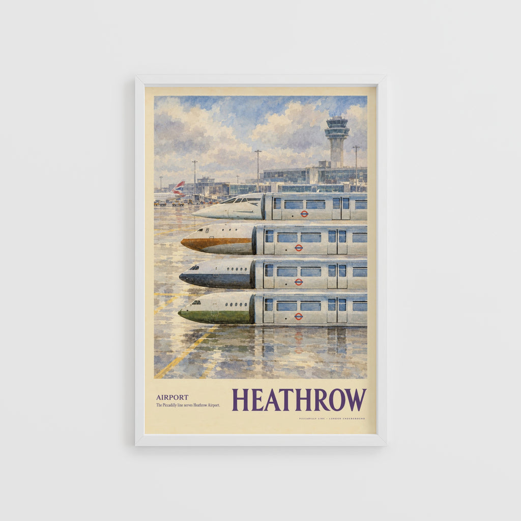 Vintage Heathrow Airport Poster, London Underground Print