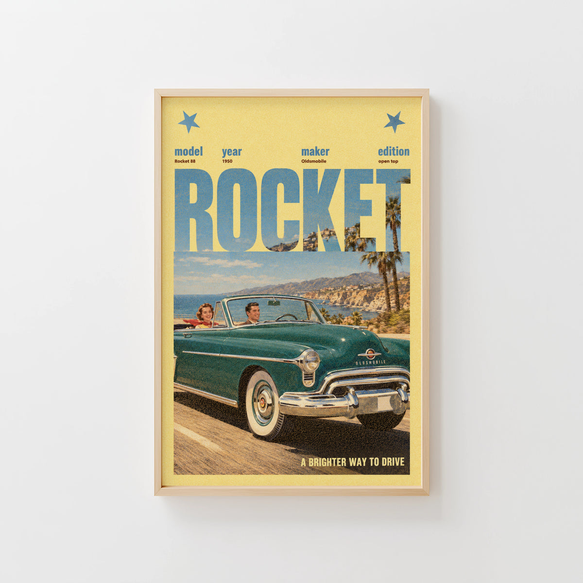 Vintage Oldsmobile Rocket 88 Poster, Car Wall Art Print