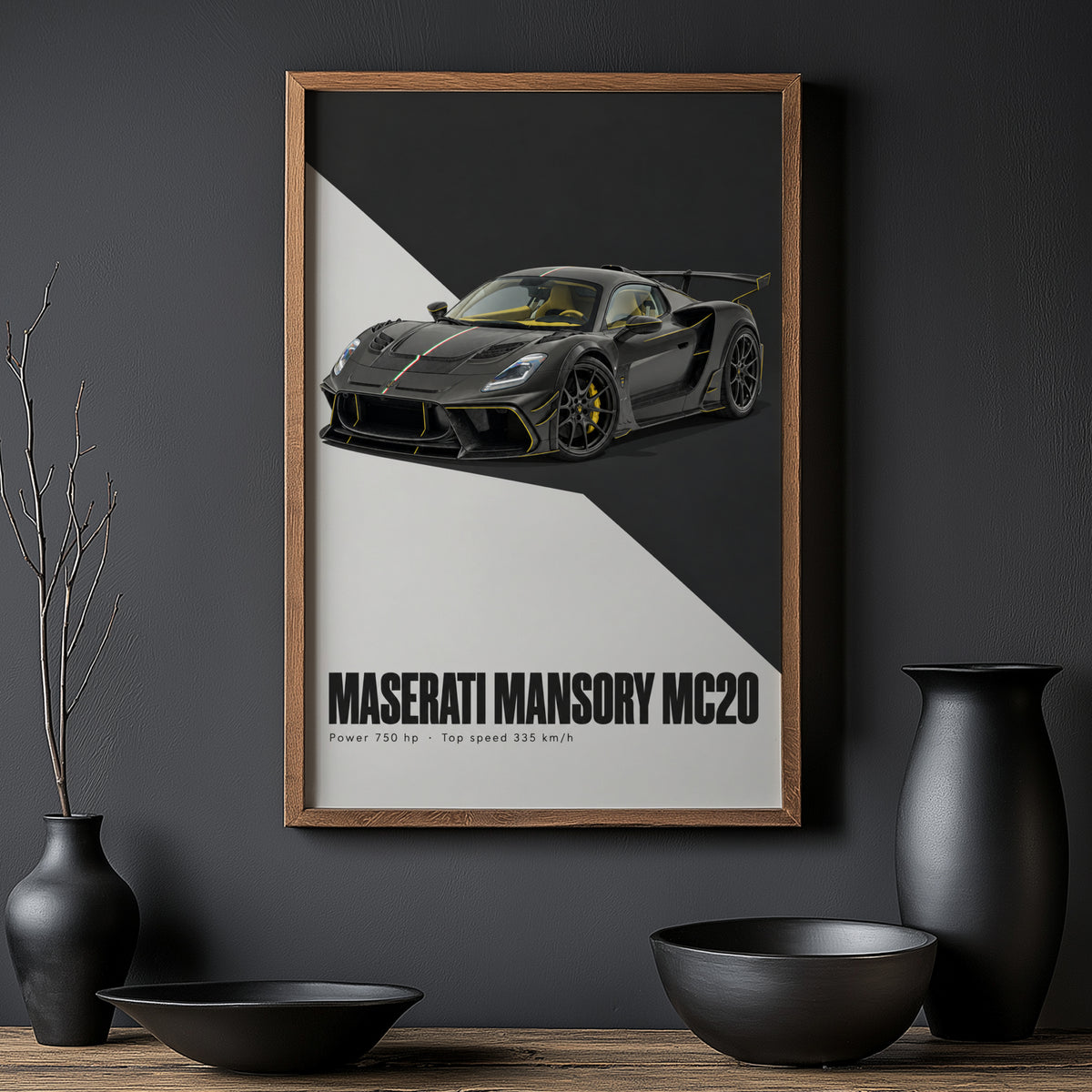 Vintage Maserati MC20 Print, Supercar Wall Art