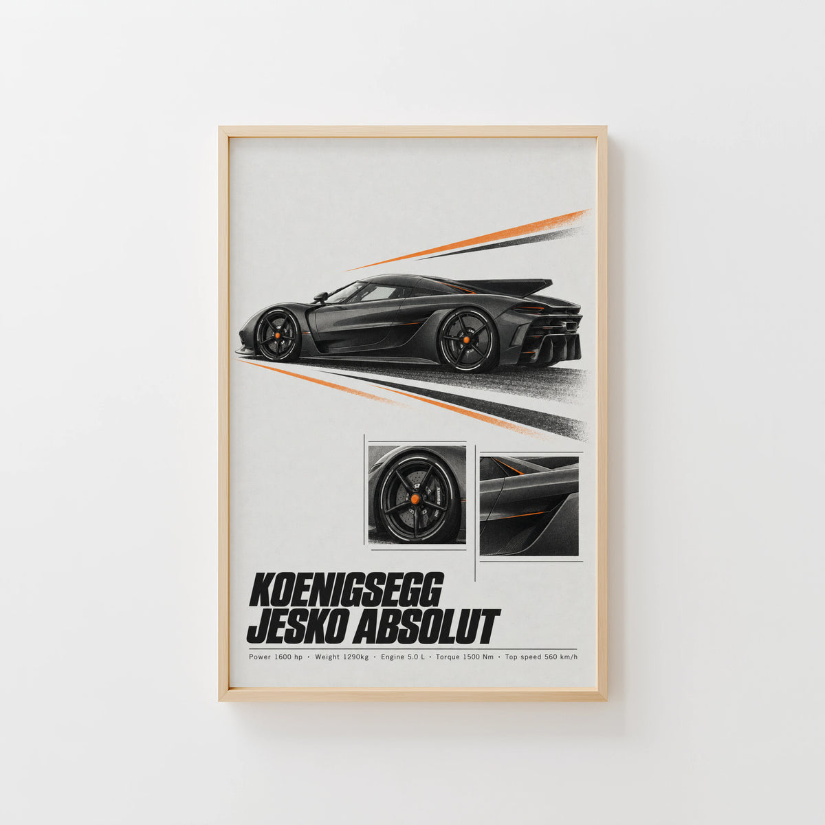 Vintage Koenigsegg Jesko Absolut Print, Hypercar
