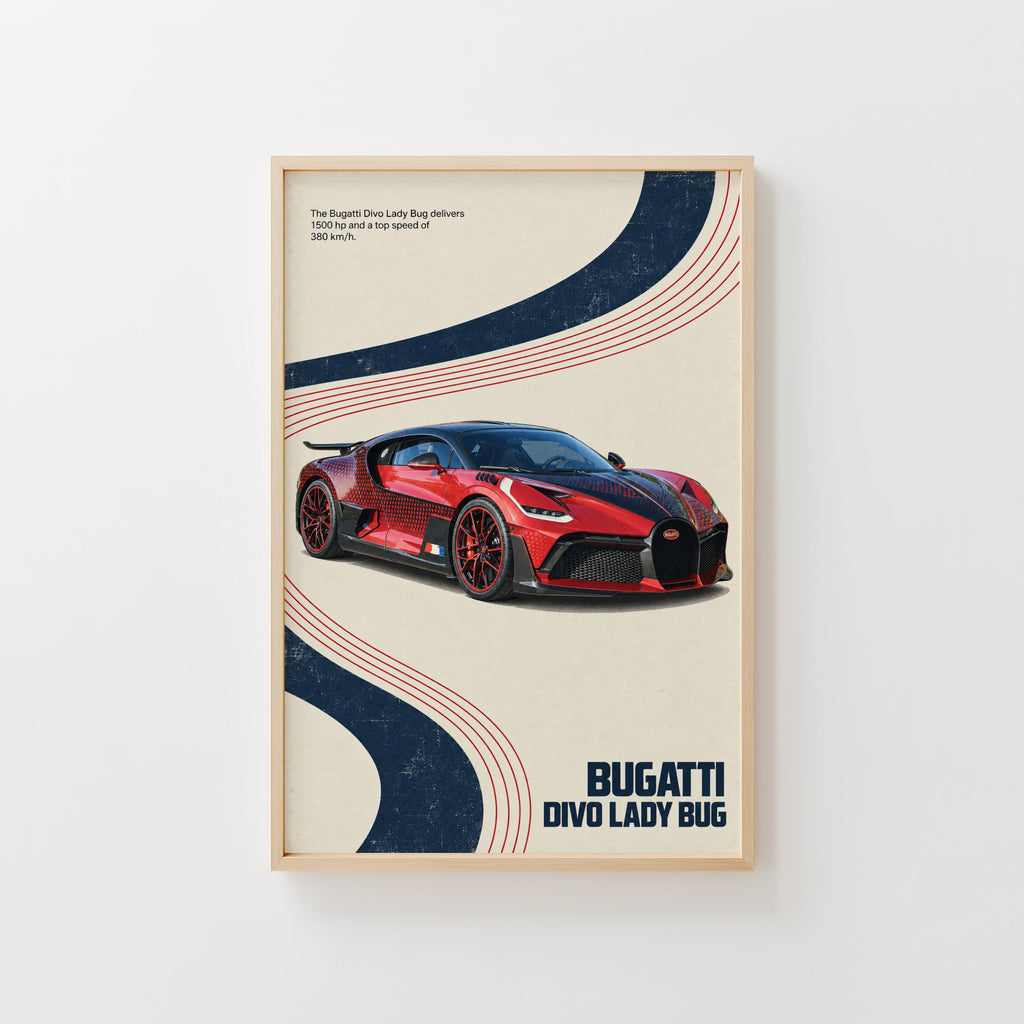 Vintage Bugatti Divo Print, Car Wall Art
