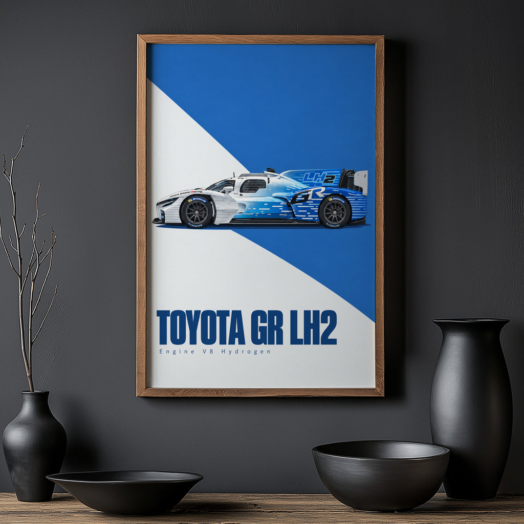 Vintage Toyota GR LH2 Print, Hydrogen Race Car