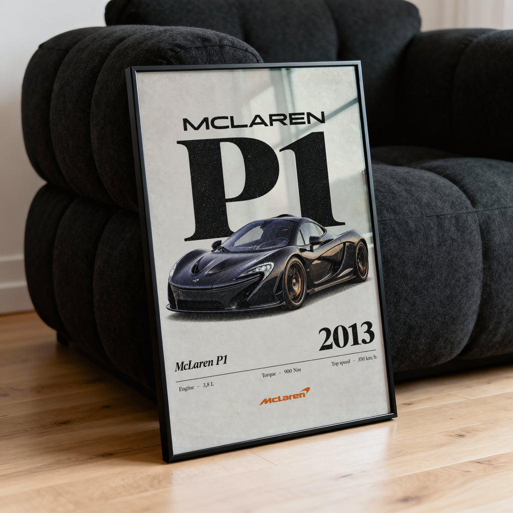 Vintage McLaren P1 Print, Supercar Wall Art