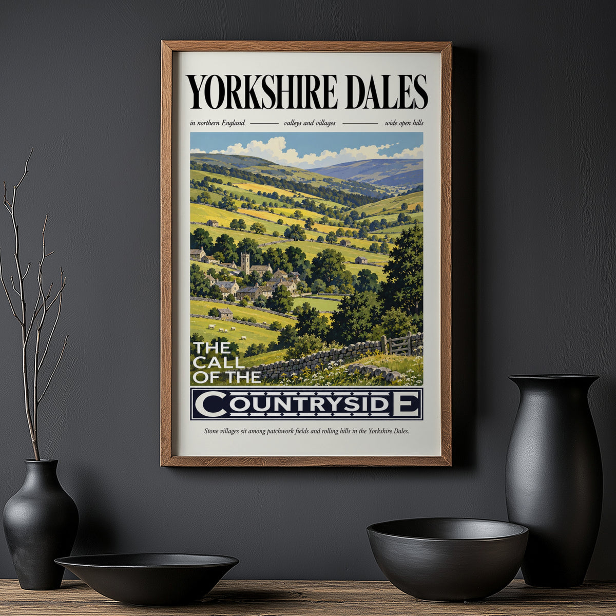 Vintage Yorkshire Dales Poster, Countryside Wall Art