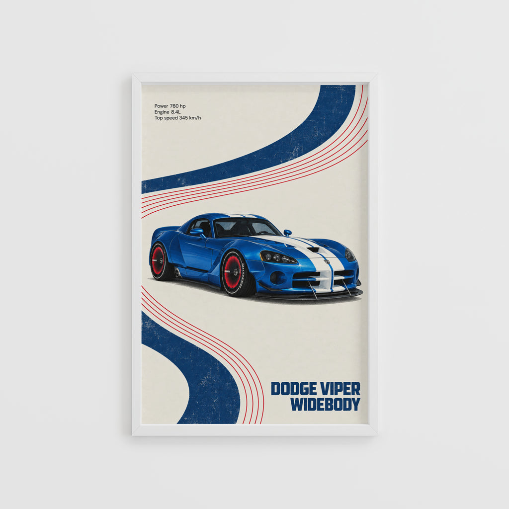 Vintage Dodge Viper Widebody Print, Car Wall Art