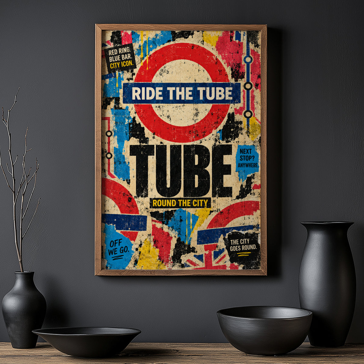 Vintage London Tube Poster, Underground Wall Art, Print