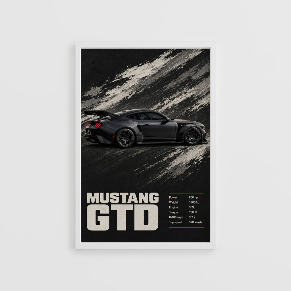 Vintage Mustang GTD Print, Muscle Car Wall Art