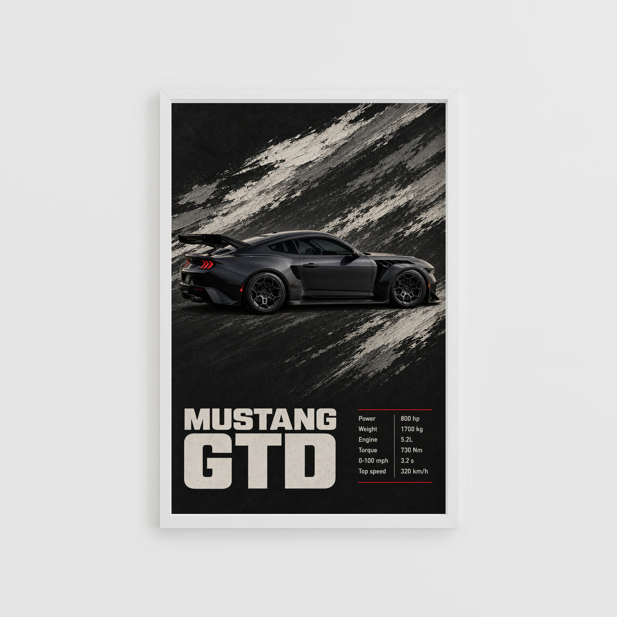 Vintage Mustang GTD Print, Muscle Car Wall Art