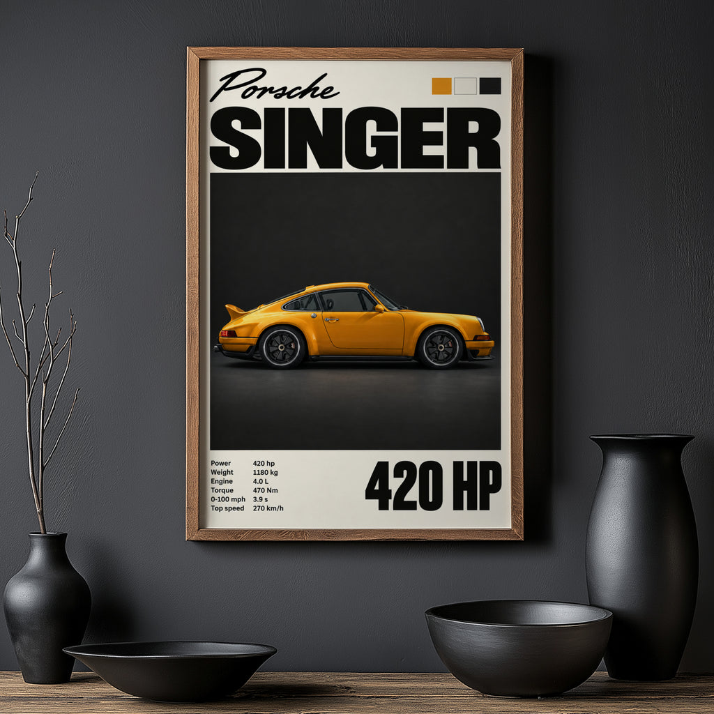 Vintage Porsche Singer Print, Car Wall Art