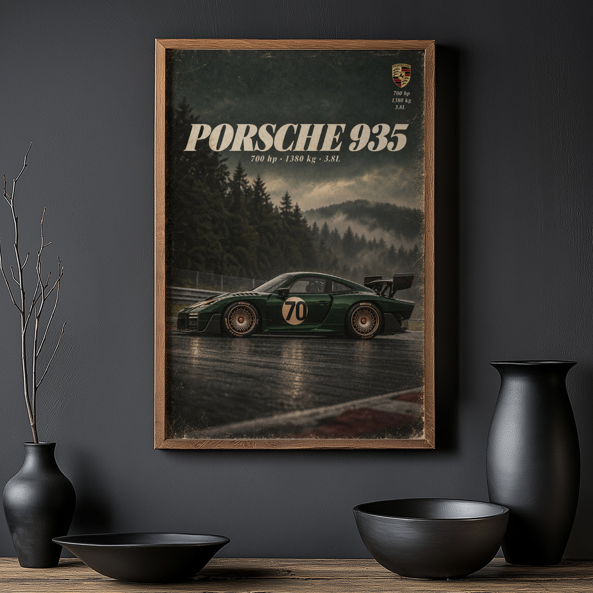 Vintage Porsche 935 Print, Racing Car Wall Art
