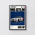 Vintage BMW M6 GTLM Print, Racing Car Wall Art