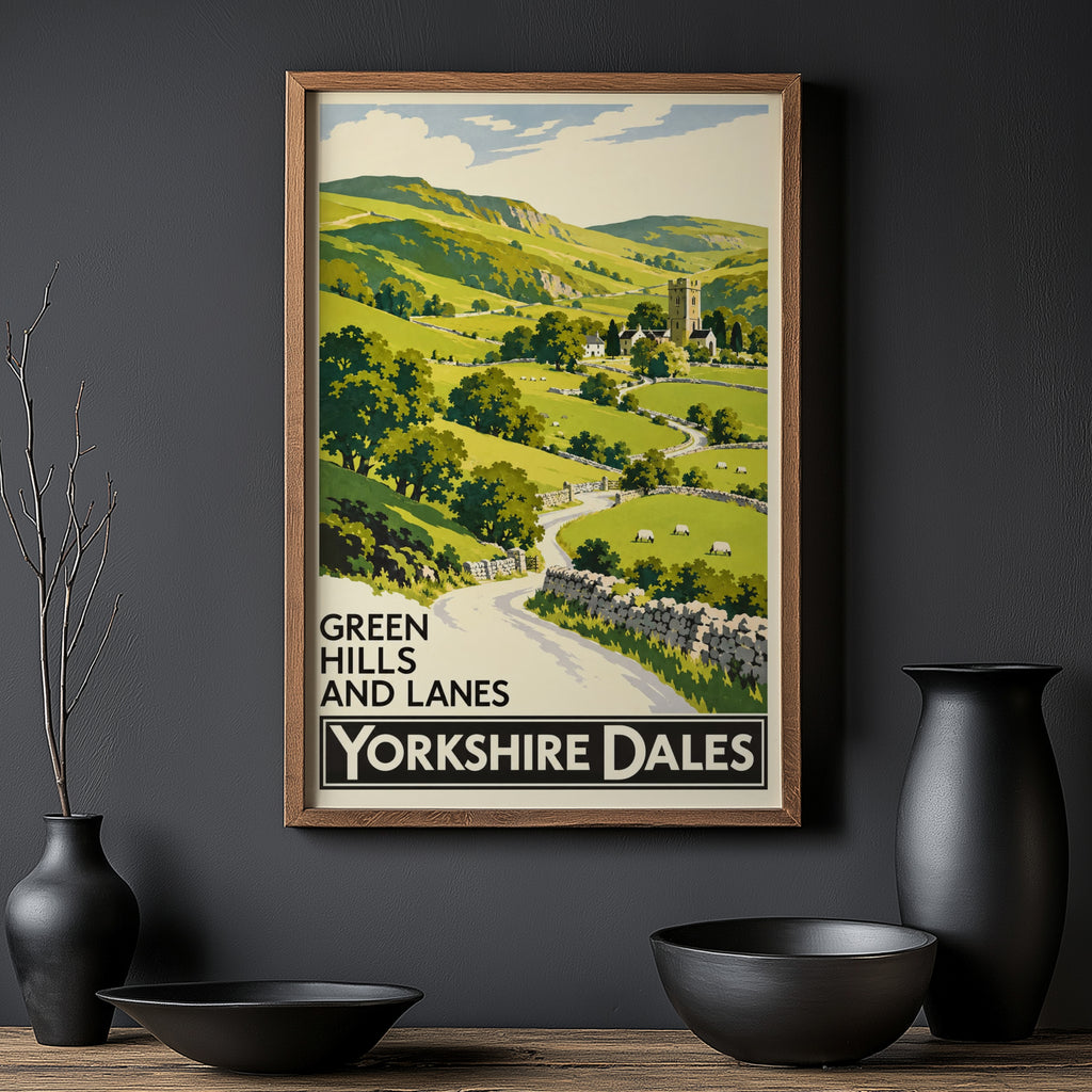 Vintage Yorkshire Dales Poster, Countryside Wall Art Print